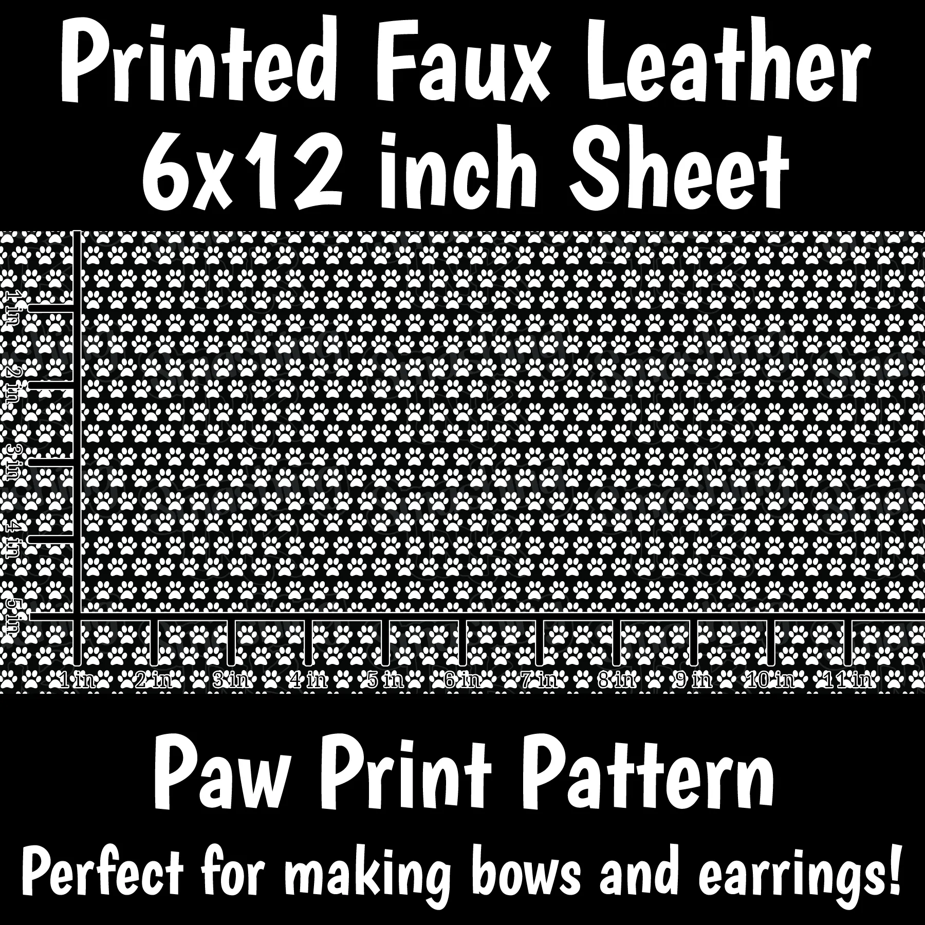Paw Print Pattern - Faux Leather Sheet (SHIPS IN 3 BUS DAYS)