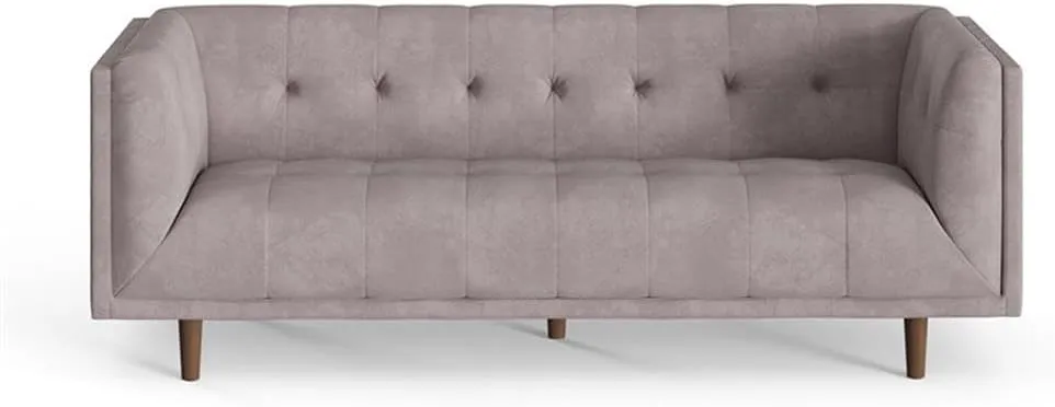 Pemberly Row Mid-Century Contemporary Velvet Sofa in Gray Finish