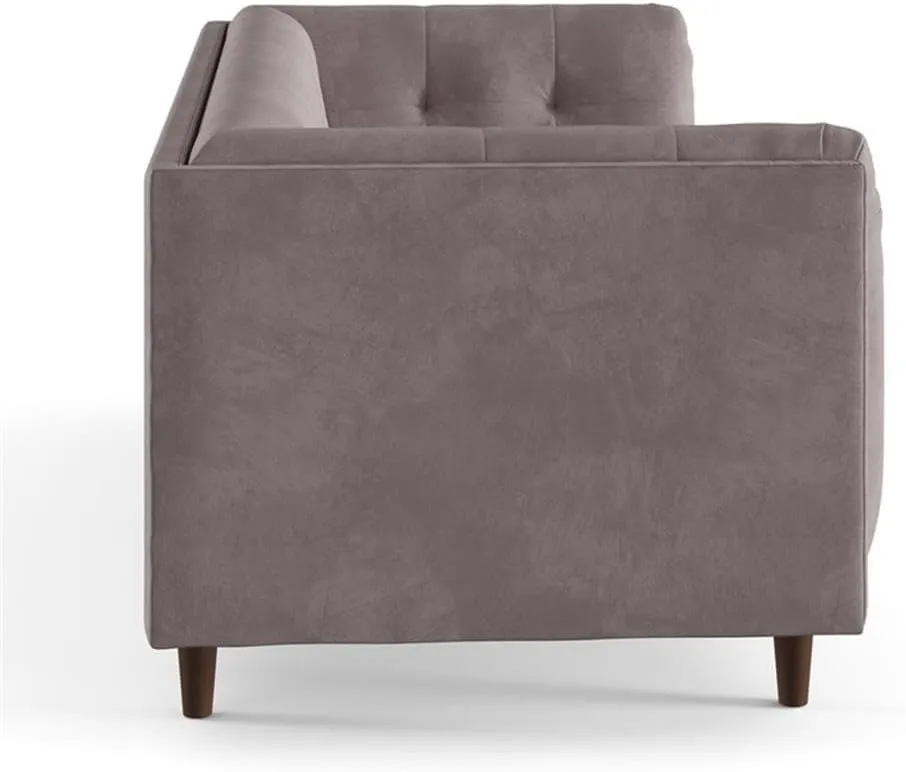 Pemberly Row Mid-Century Contemporary Velvet Sofa in Gray Finish
