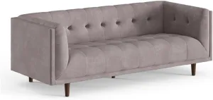 Pemberly Row Mid-Century Contemporary Velvet Sofa in Gray Finish