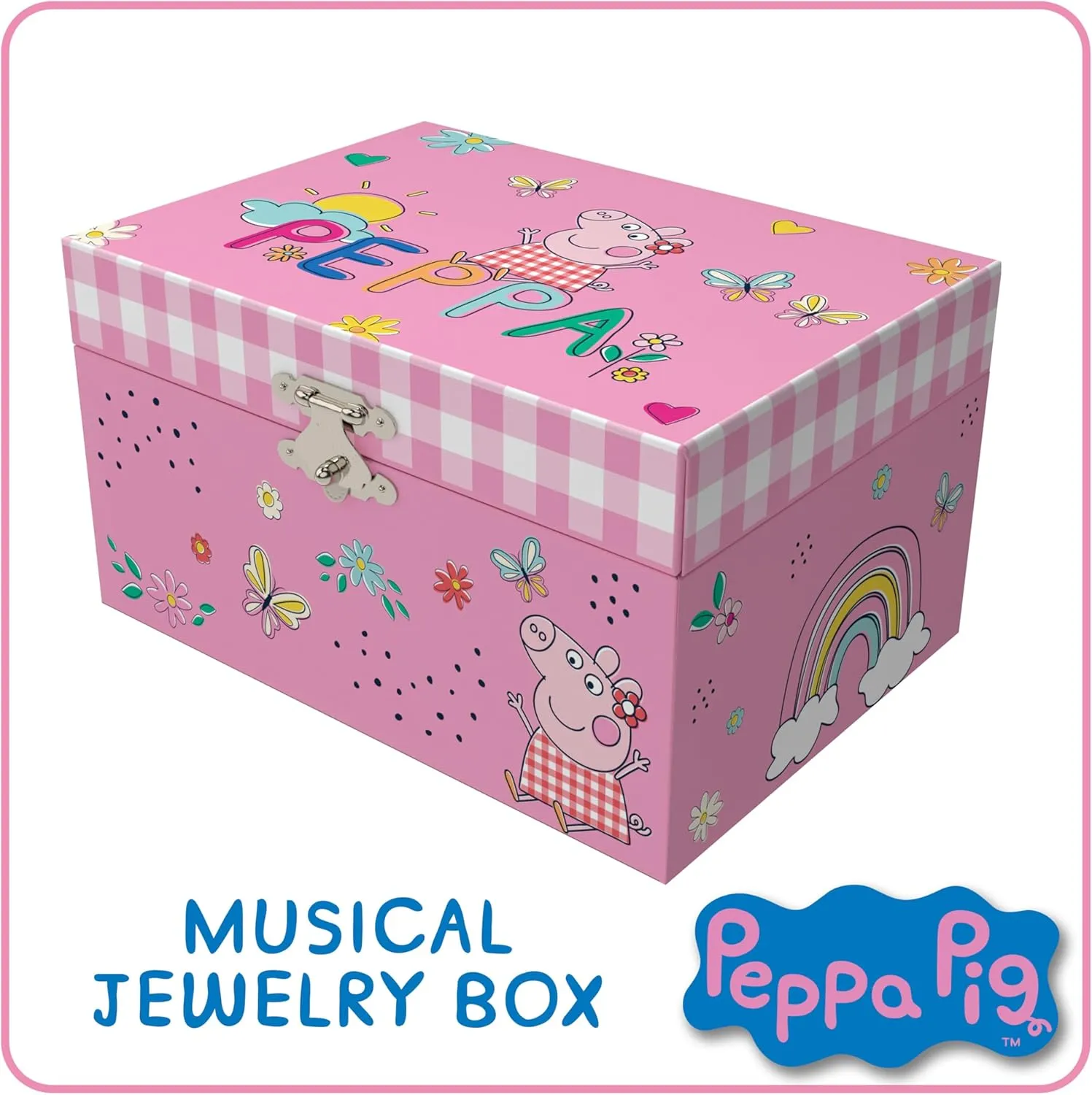 Peppa Pig Jewelry Box for Girls - Musical Jewelry Box with Spinning Figurine, Toys for Kids Ages 3-5 - Plays Peppa Pig Theme Song - 6 x 4.7 x 3.5 in