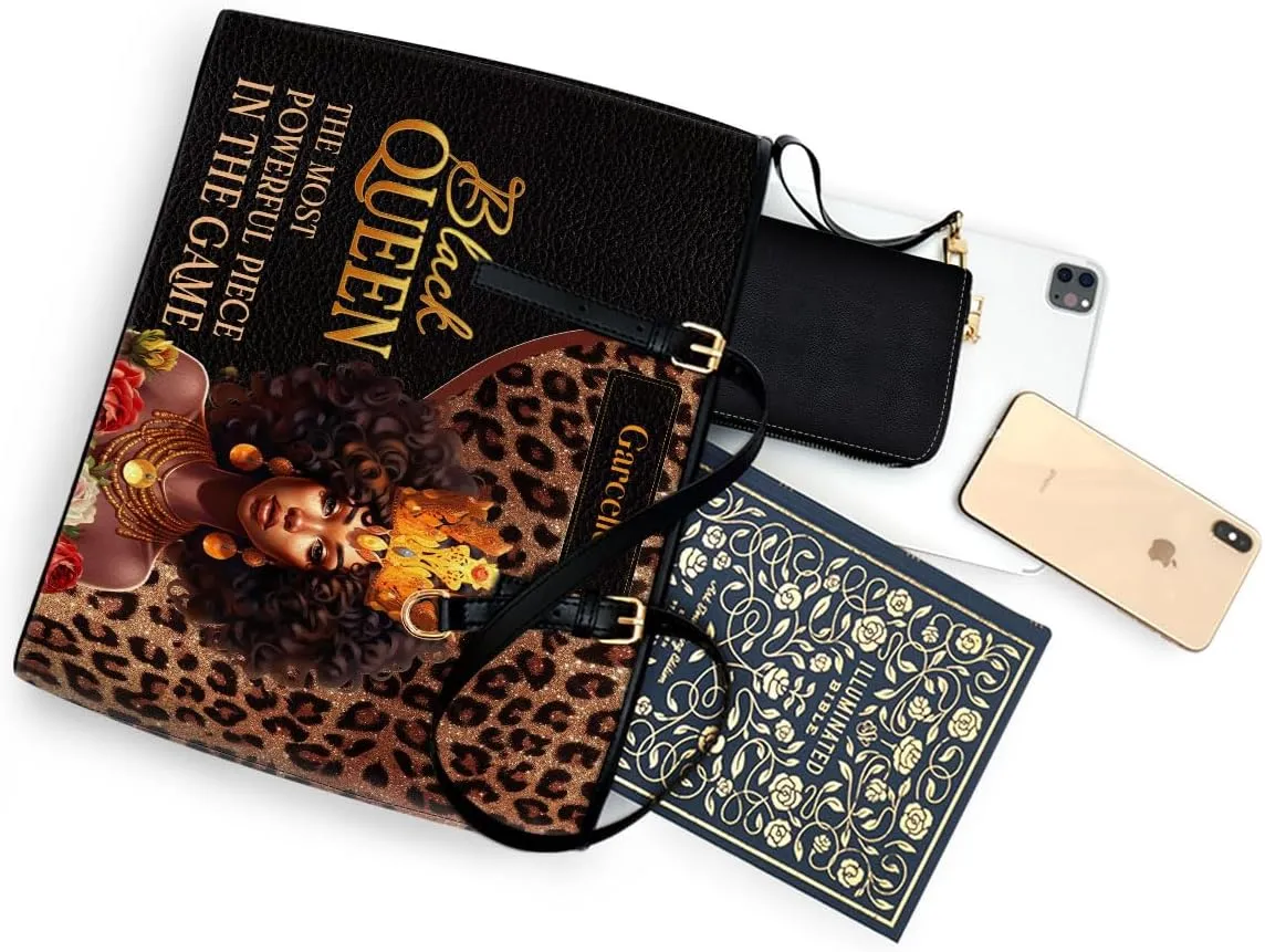 Personalized Leather Totebag for Black Women - Christmas Gifts