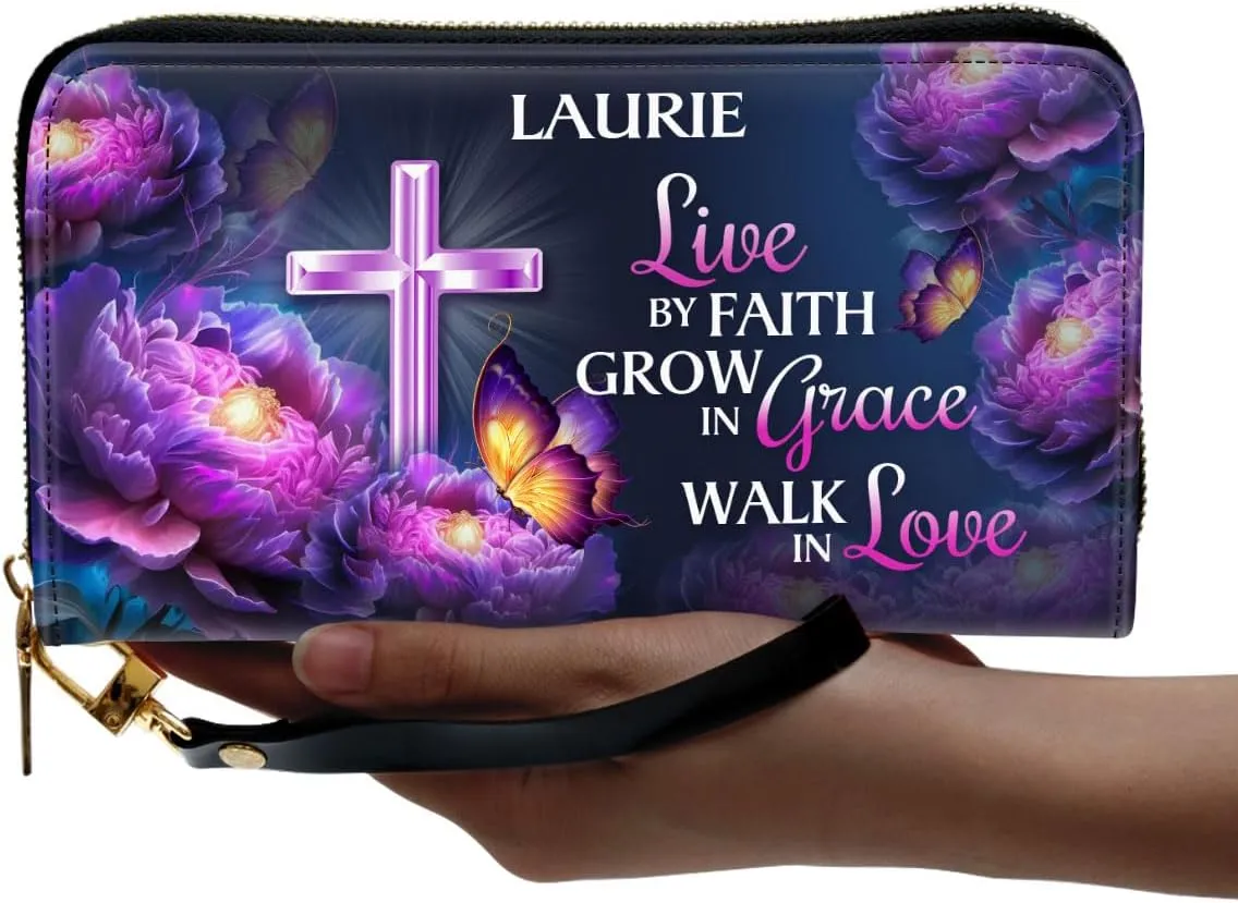 Personalized Leather Wallet For Women - African Pride Woman Clutch Purse - Purple Butterfly Gifts For Black Women - African Queen Black Girl Bag Purse