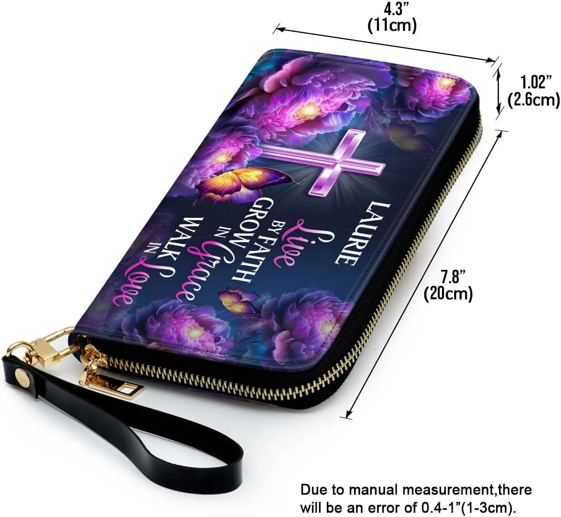 Personalized Leather Wallet For Women - African Pride Woman Clutch Purse - Purple Butterfly Gifts For Black Women - African Queen Black Girl Bag Purse