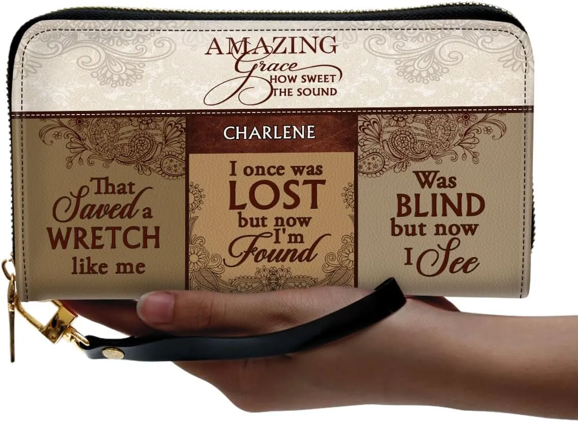 Personalized Leather Wallet For Women - Amazing Grace - African Pride Woman Clutch Purse - Gifts For Black Women African Queen - Black Girl Bag Purse
