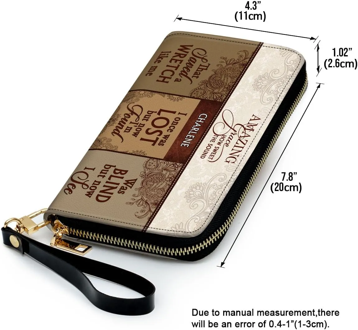 Personalized Leather Wallet For Women - Amazing Grace - African Pride Woman Clutch Purse - Gifts For Black Women African Queen - Black Girl Bag Purse
