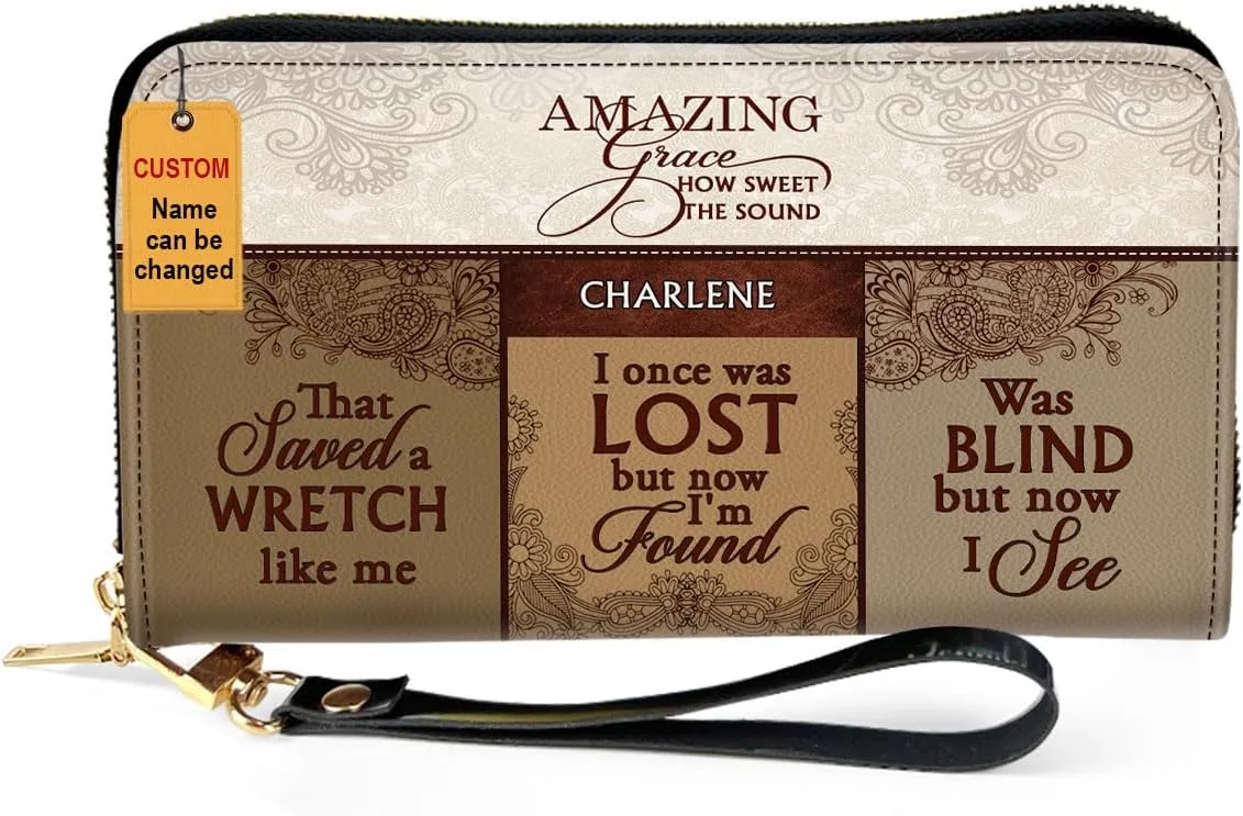 Personalized Leather Wallet For Women - Amazing Grace - African Pride Woman Clutch Purse - Gifts For Black Women African Queen - Black Girl Bag Purse