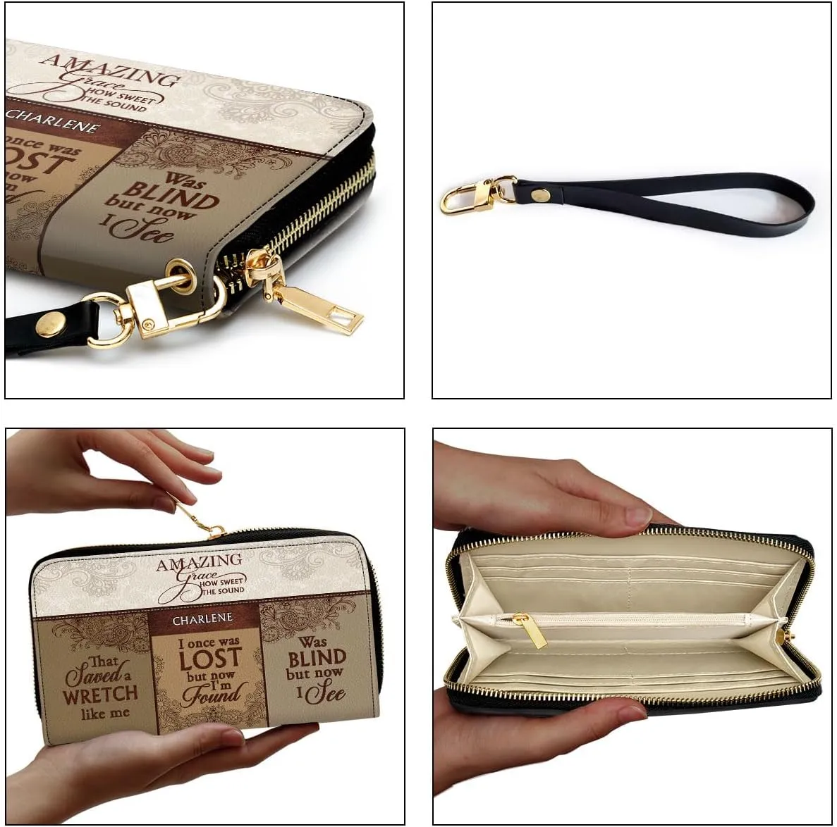 Personalized Leather Wallet For Women - Amazing Grace - African Pride Woman Clutch Purse - Gifts For Black Women African Queen - Black Girl Bag Purse