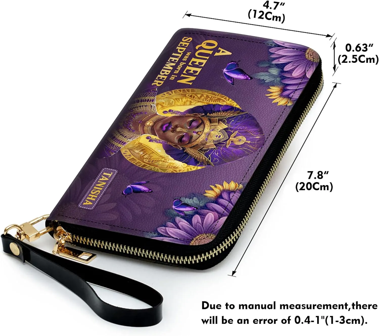 Personalized Leather Wallet for Women – Custom Name African Pride Clutch – African Queen Gifts – African American Art Bag – Ideal Gift for Mother's Day (A Queen Was Born)