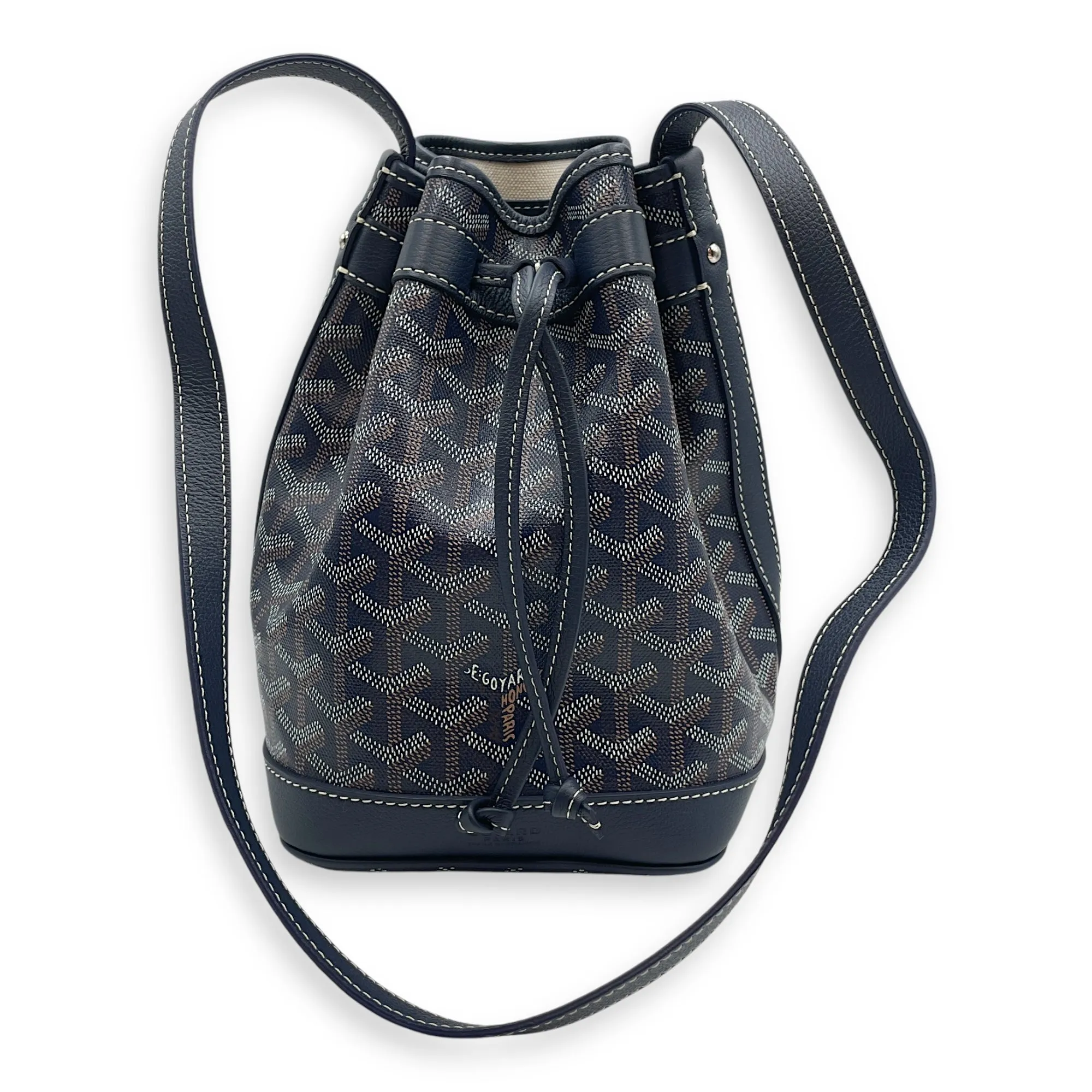 Petit Flot Blue Bucket Bag in Coated Canvas