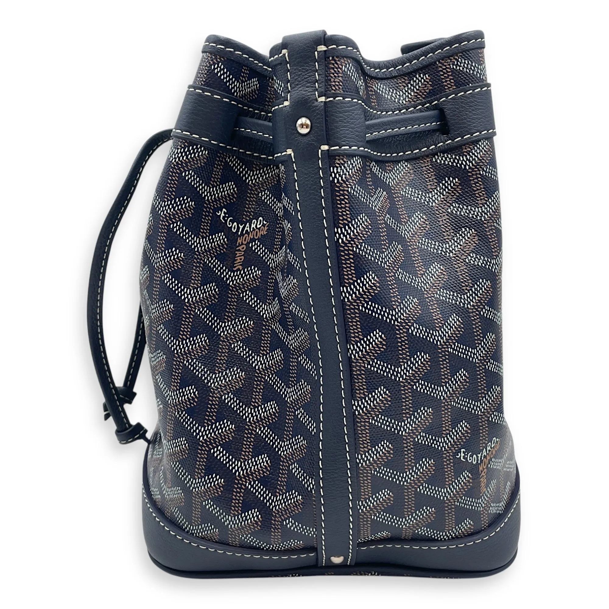 Petit Flot Blue Bucket Bag in Coated Canvas