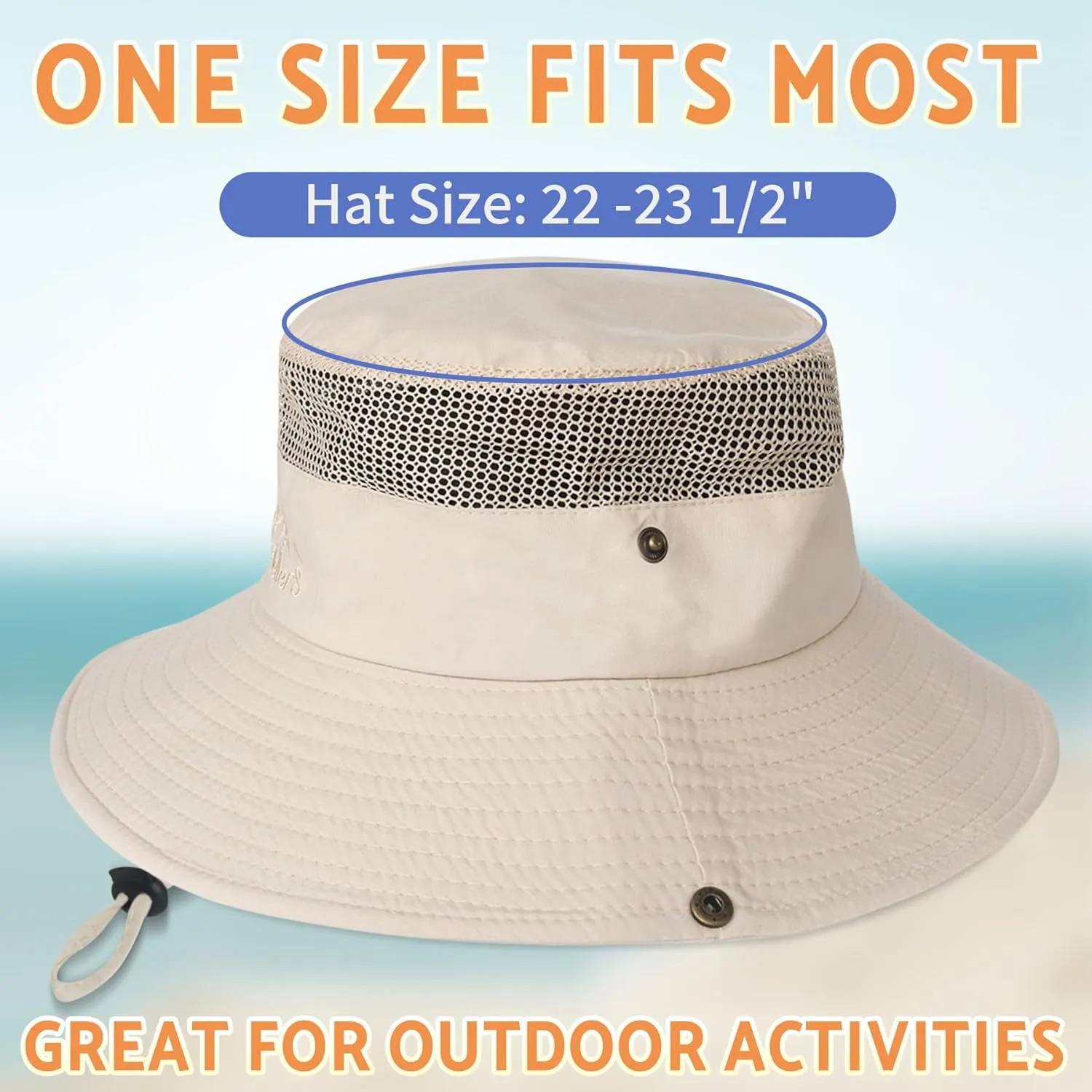 PFFY Sun Bucket Hats for Men Women 3” Wide Brim UPF 50  Fishing & Beach Hat