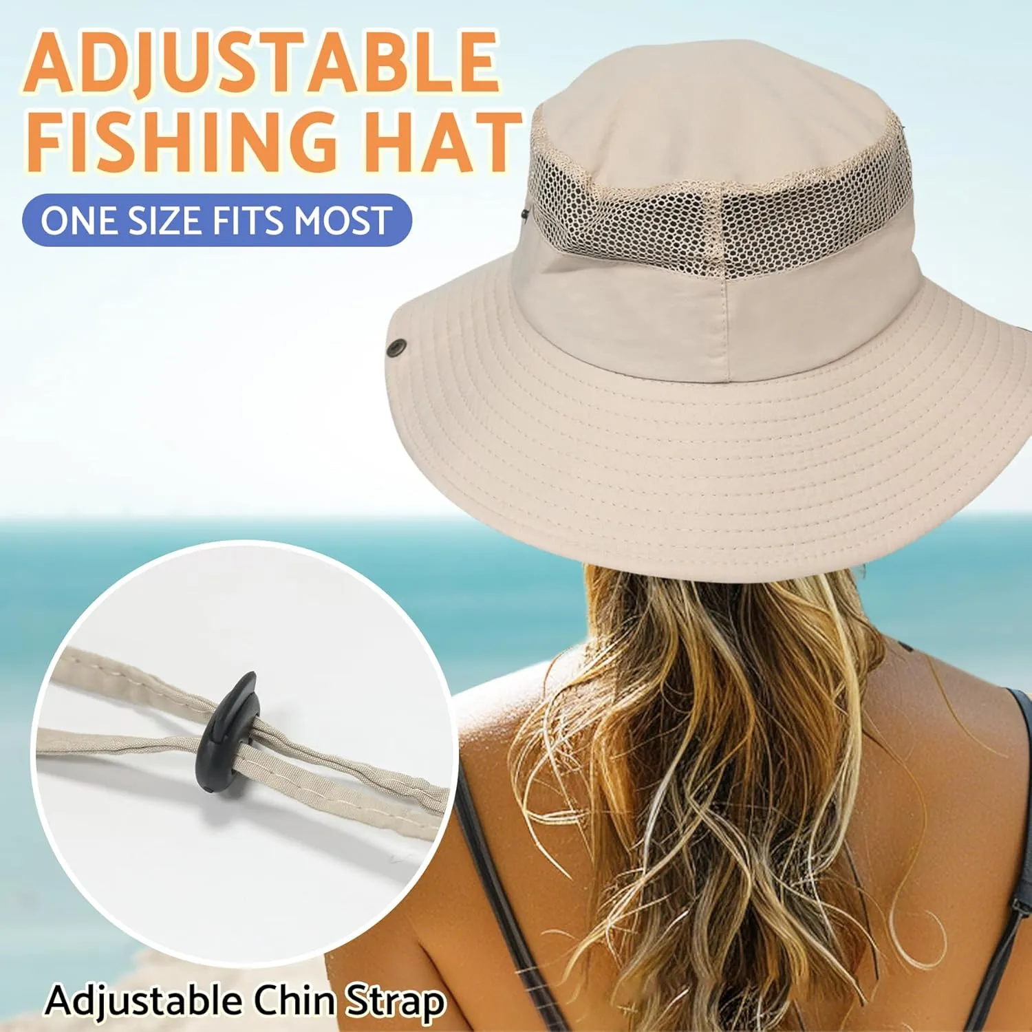 PFFY Sun Bucket Hats for Men Women 3” Wide Brim UPF 50  Fishing & Beach Hat