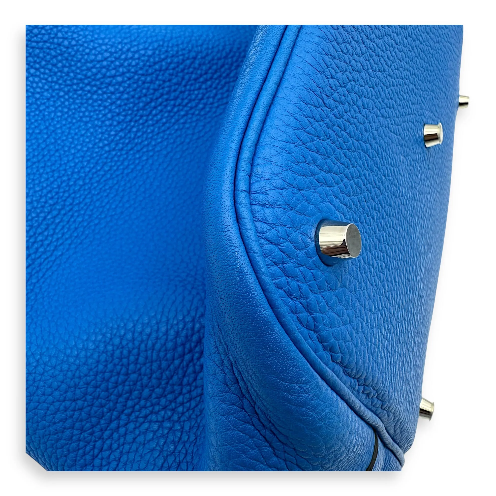 Picotin 26 Blue Bucket Bag in Clemence, Silver hardware