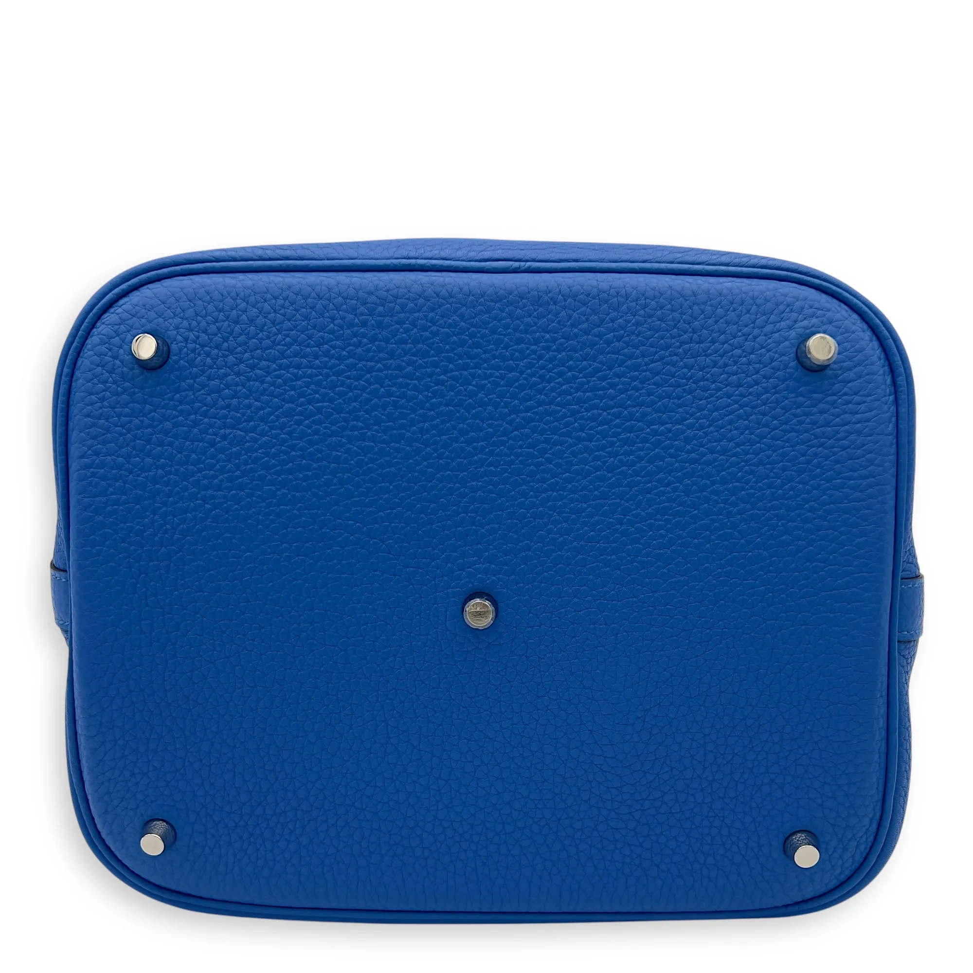 Picotin 26 Blue Bucket Bag in Clemence, Silver hardware
