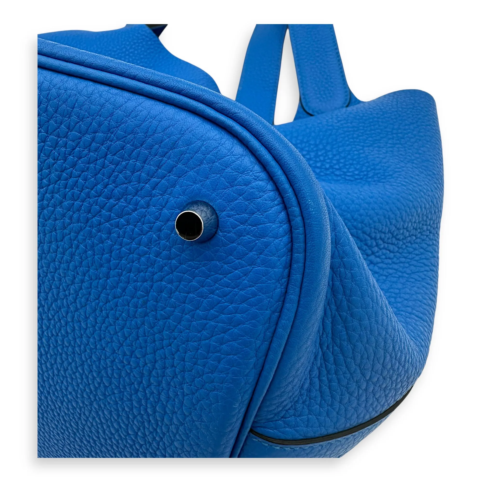 Picotin 26 Blue Bucket Bag in Clemence, Silver hardware