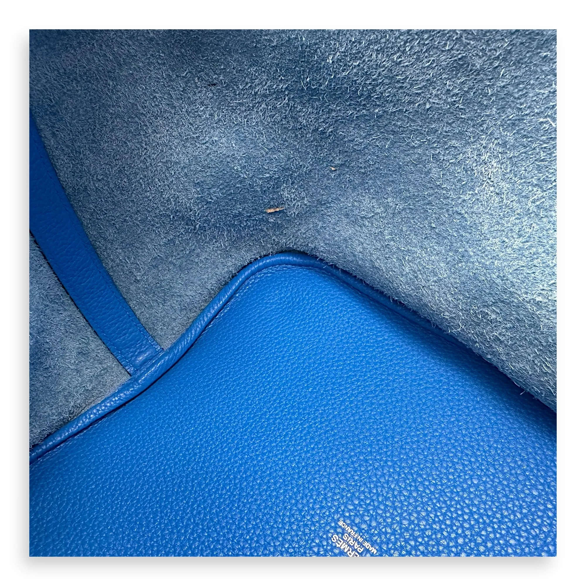 Picotin 26 Blue Bucket Bag in Clemence, Silver hardware