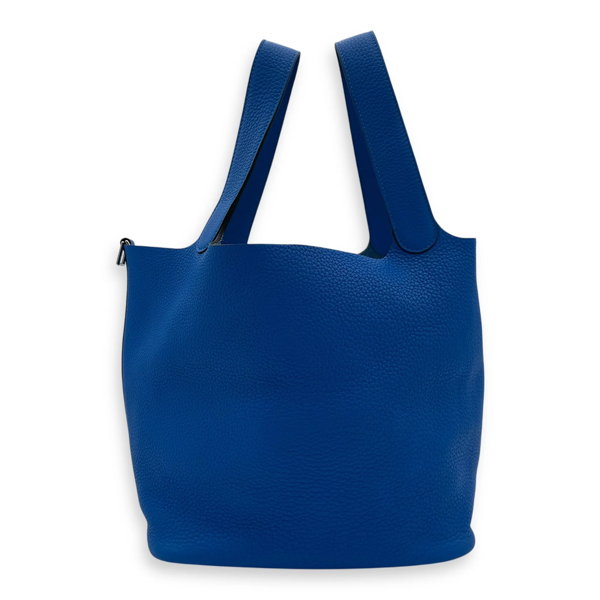 Picotin 26 Blue Bucket Bag in Clemence, Silver hardware