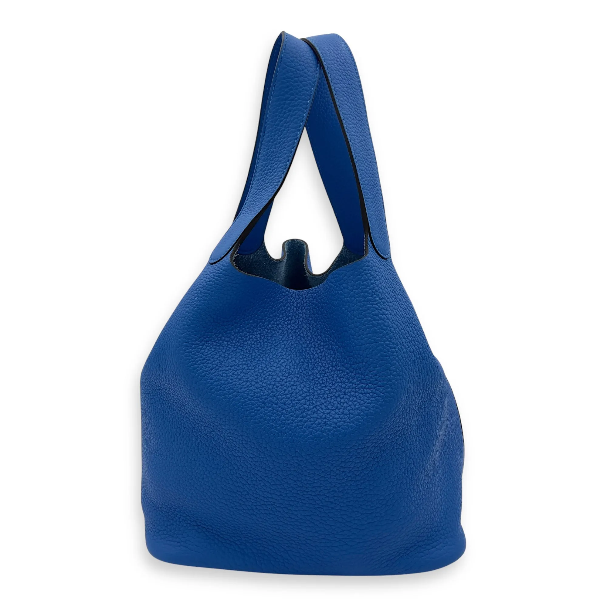 Picotin 26 Blue Bucket Bag in Clemence, Silver hardware