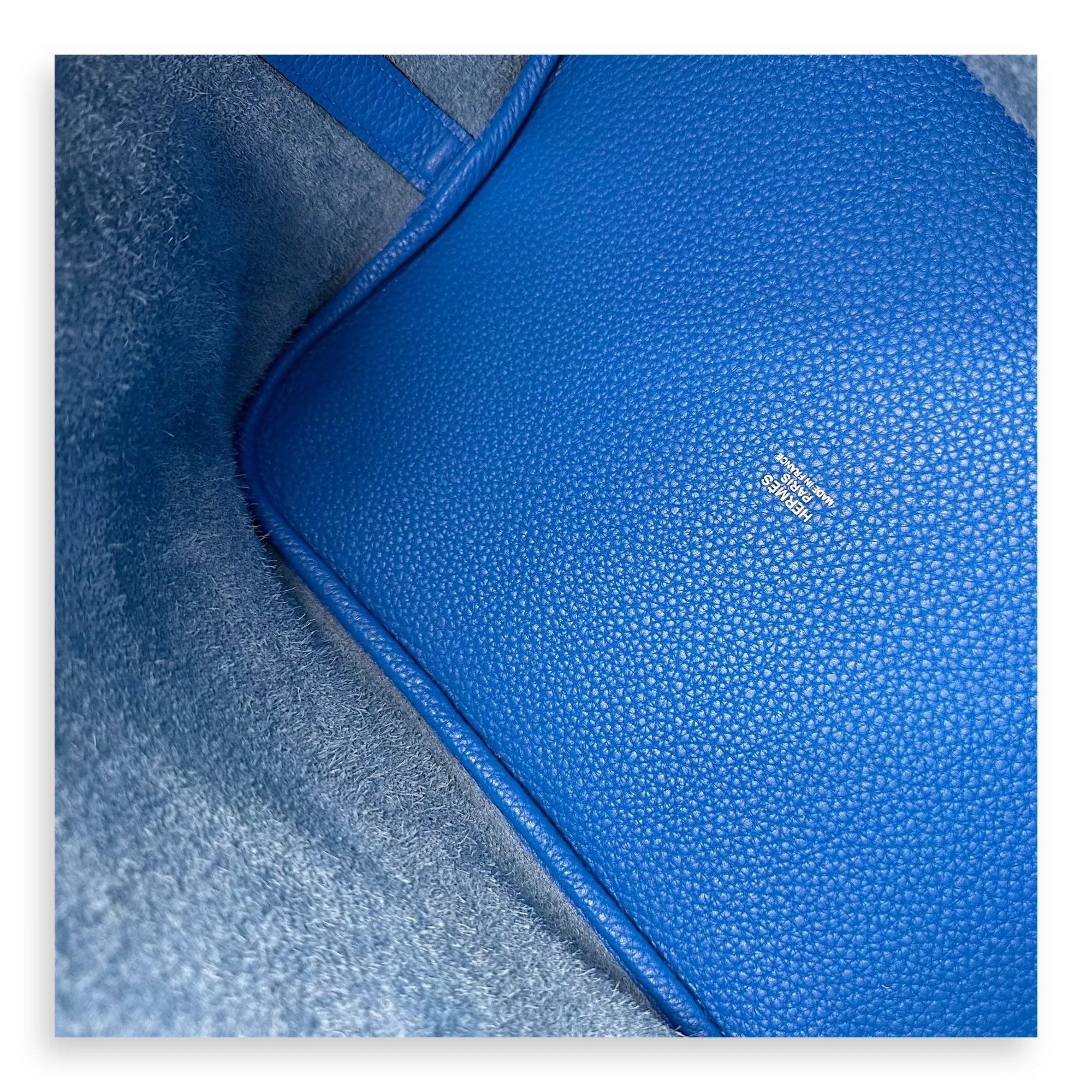 Picotin 26 Blue Bucket Bag in Clemence, Silver hardware