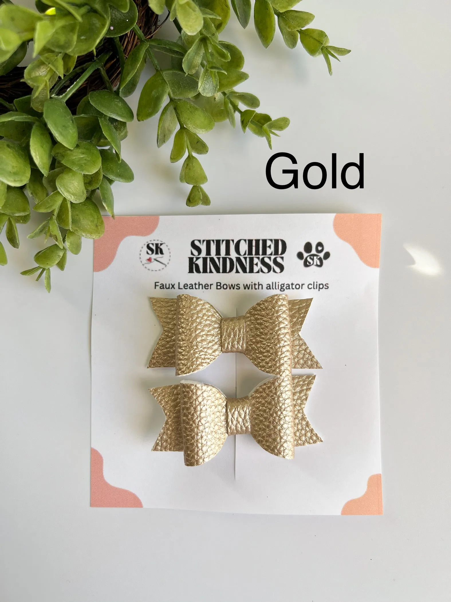 Pig Tails Faux Leather Bows