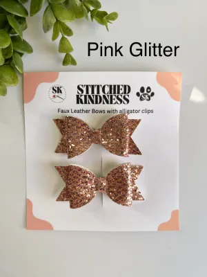 Pig Tails Faux Leather Bows