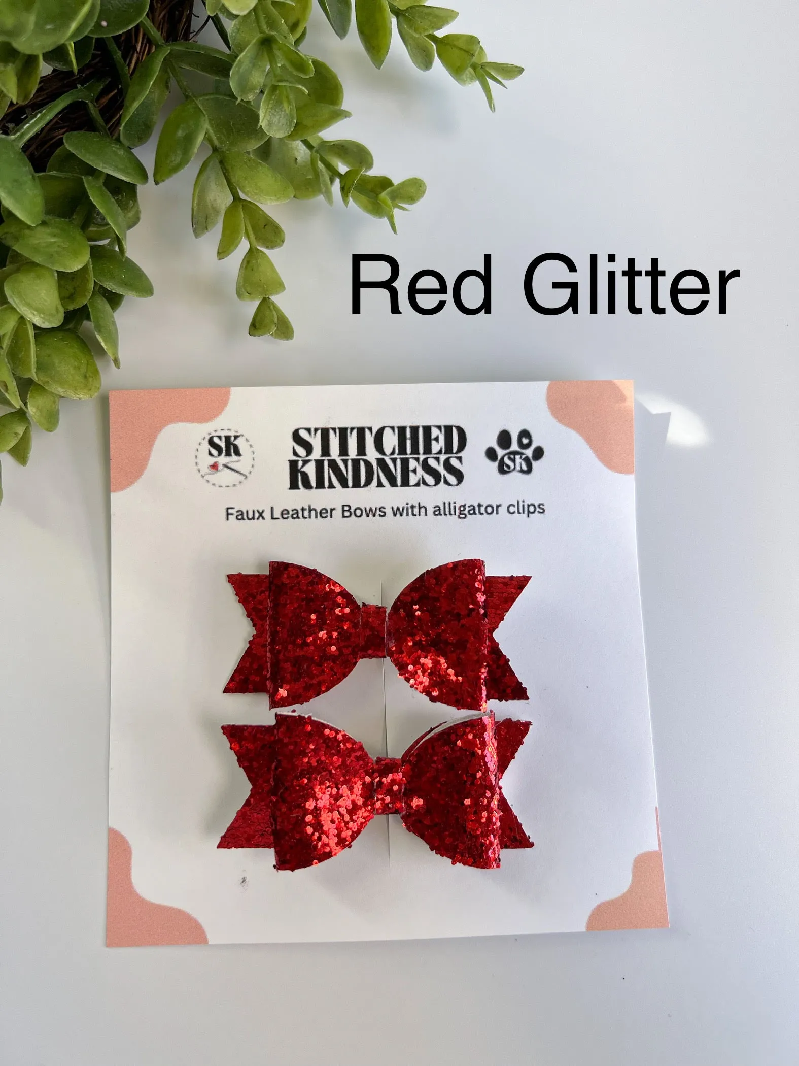 Pig Tails Faux Leather Bows