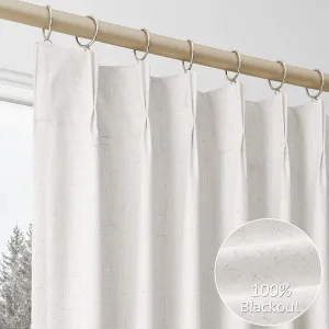 Pinch Pleated Blackout Curtains for Bedroom 2 Panel Sets Neutral Farmhouse Cream Natural Linen Black Out Drapes 84 Inches Long Thermal Insulated Light Blocking Room Darkening Pleat Window Curtains