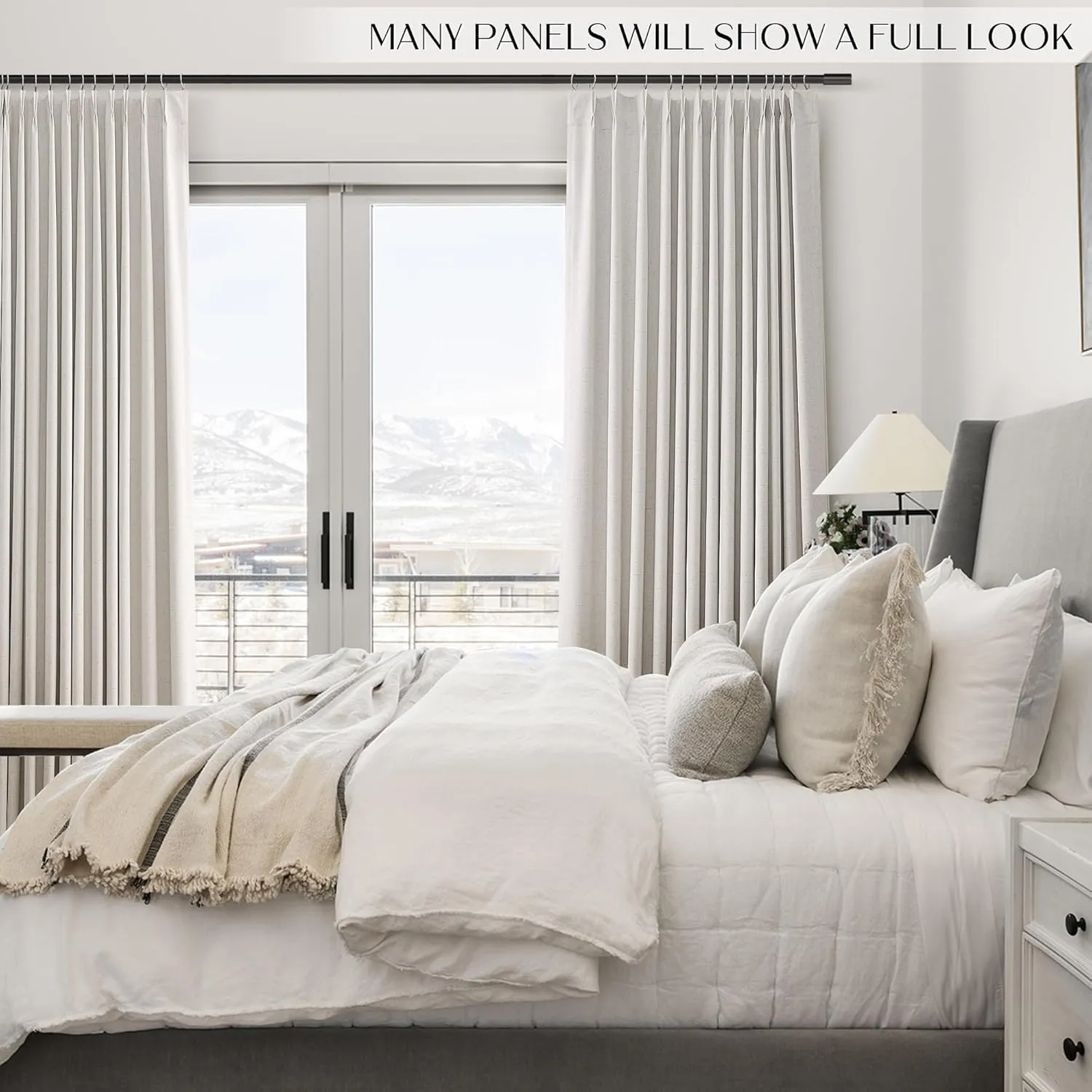 Pinch Pleated Blackout Curtains for Bedroom 2 Panel Sets Neutral Farmhouse Cream Natural Linen Black Out Drapes 84 Inches Long Thermal Insulated Light Blocking Room Darkening Pleat Window Curtains