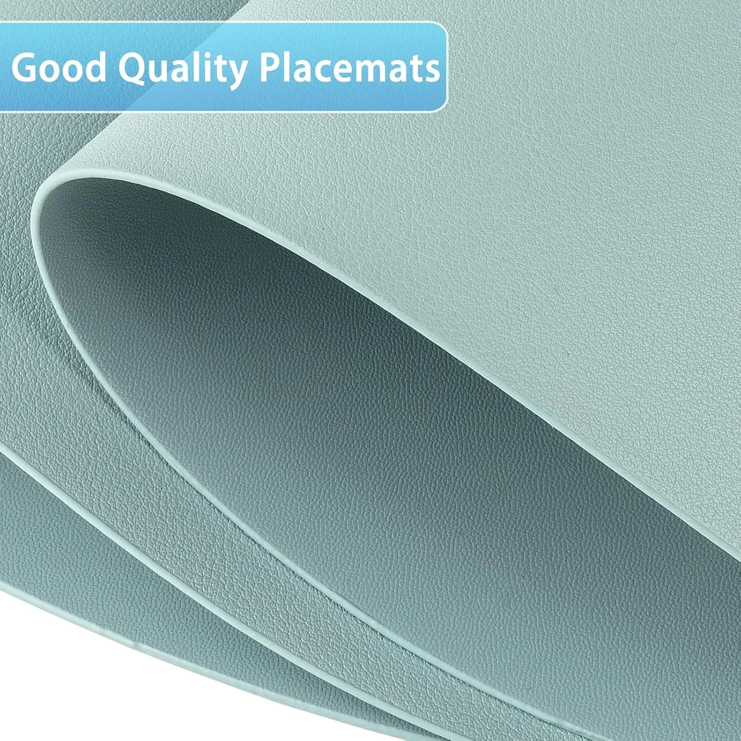 Placemats for Dining Table Set of 6, Heat Resistant Leather Placemats Double Layer, Soft Waterproof Round Table Mats Easy to Clean for Kitchen Dining Room Coffee Office Table, Aqua Green