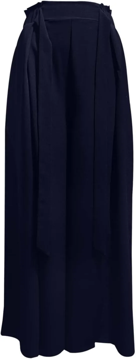 Pleated Wide Leg Pants for Women Tie Front High Waist Side Split Slit Flowy Wide Leg Pleated Flowy Pant with Belt