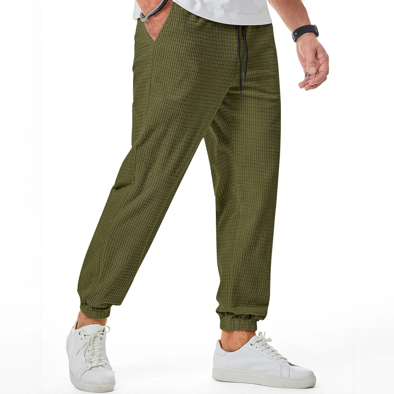 Plus Size Hiking Pants Men Loose Casual Pants Track Joggers Pants Straight Leg Elastic Waist Pants Autumn Pants