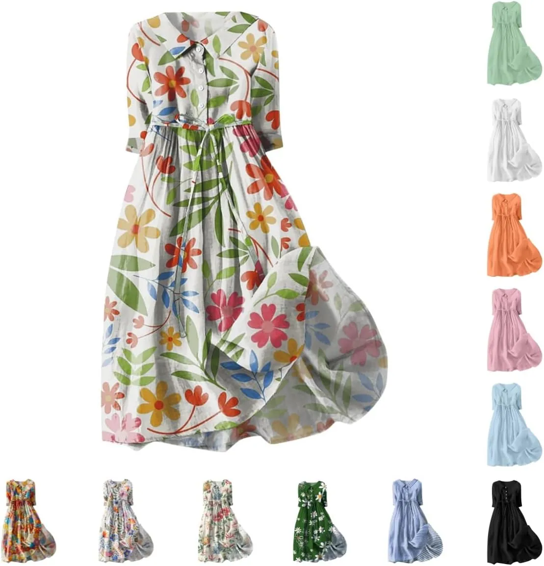 Plus Size Linen Dress for Women Short Sleeve Floral Maxi Dresses Spring Summer Boho Flowy Sundress Cruise Outfits