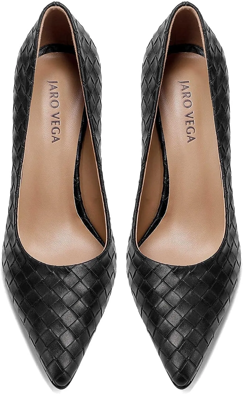 Pointed Toe High Heels Pumps for Women, Heeled Slip On Stiletto Dressy Pumps with Embossed Weave Pattern for Party, Office, and Daily Wear