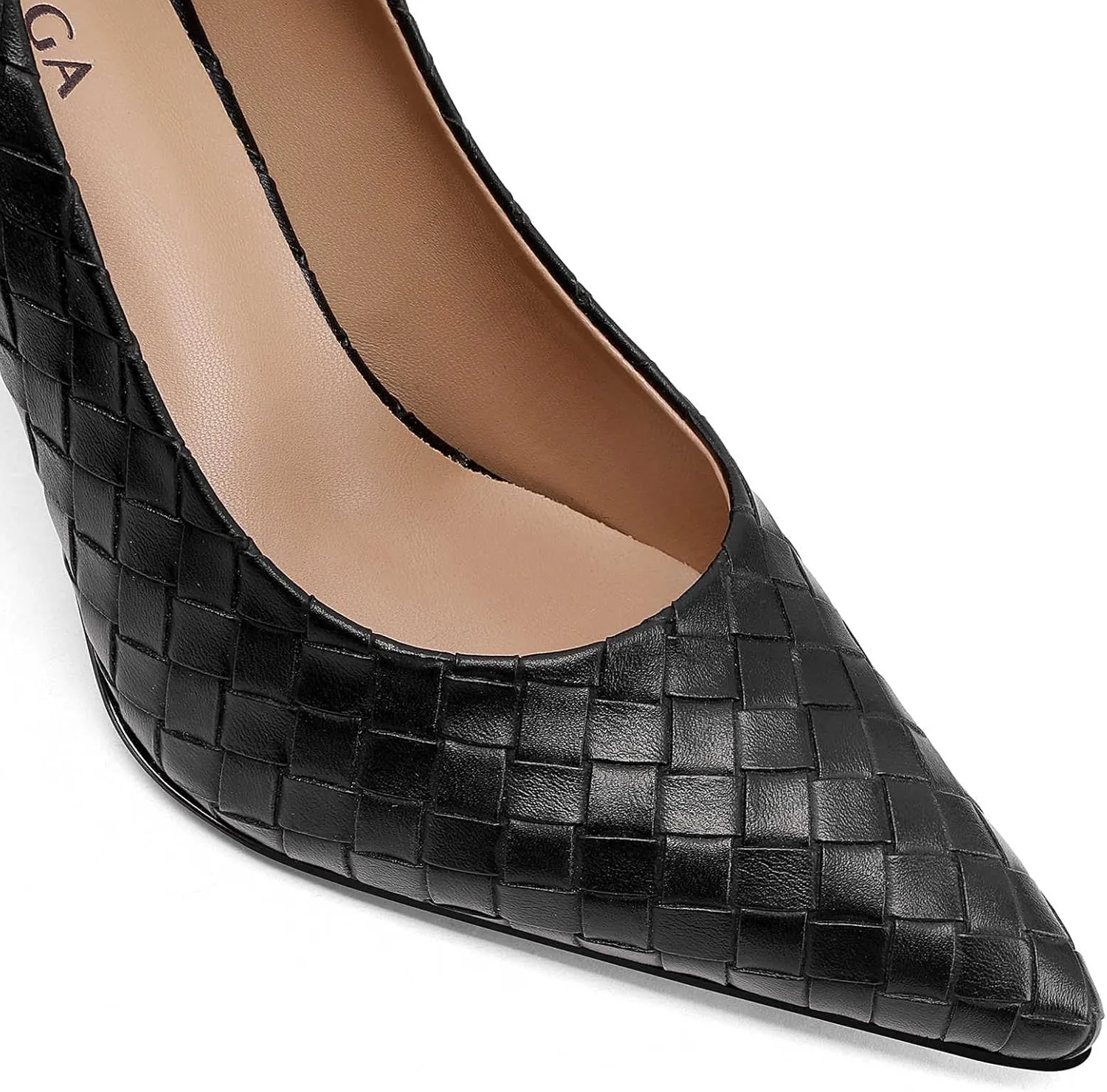 Pointed Toe High Heels Pumps for Women, Heeled Slip On Stiletto Dressy Pumps with Embossed Weave Pattern for Party, Office, and Daily Wear