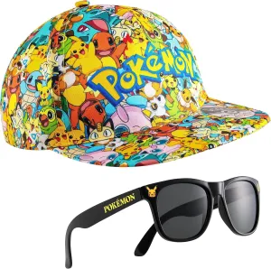 Pokemon Baseball Cap Sunglasses Boys Girls Bucket Hat for Kids Unisex Pikachu Adjustable Strap Summer Accessories