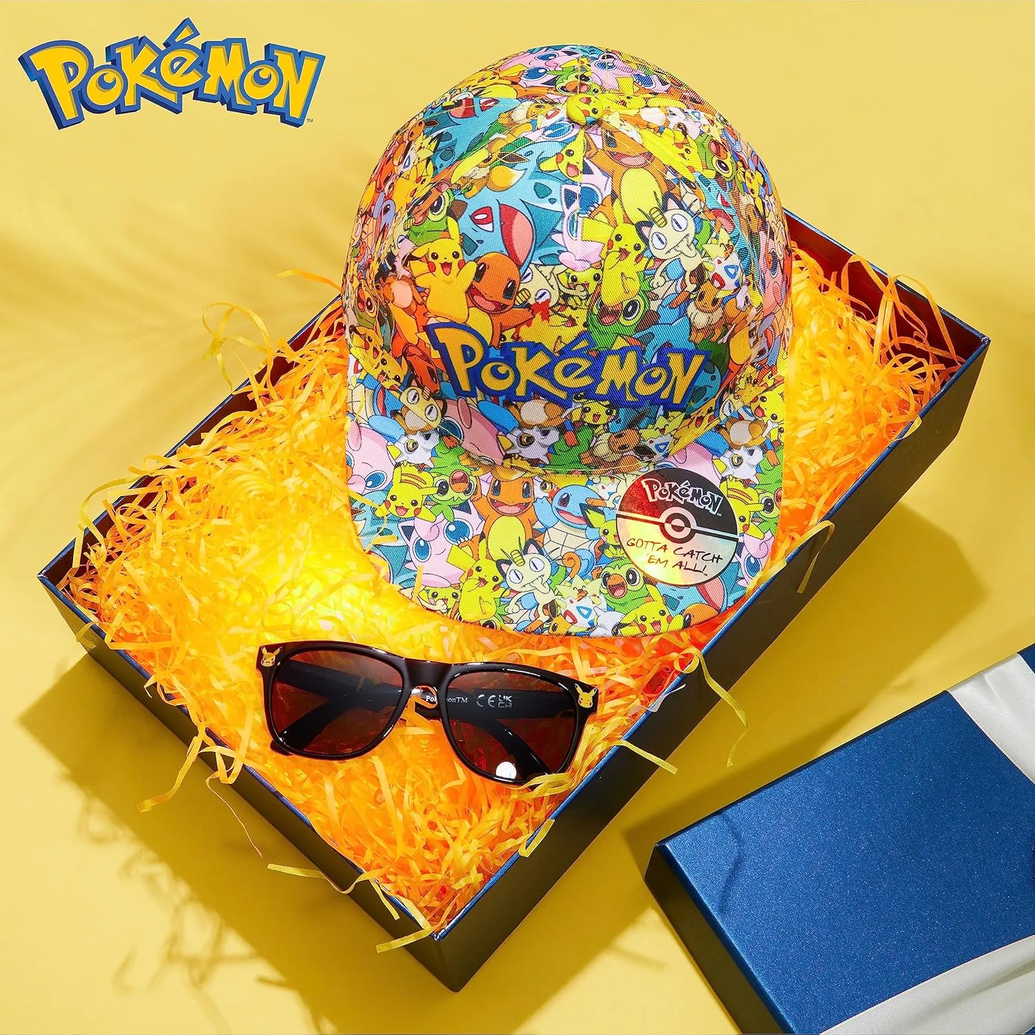 Pokemon Baseball Cap Sunglasses Boys Girls Bucket Hat for Kids Unisex Pikachu Adjustable Strap Summer Accessories