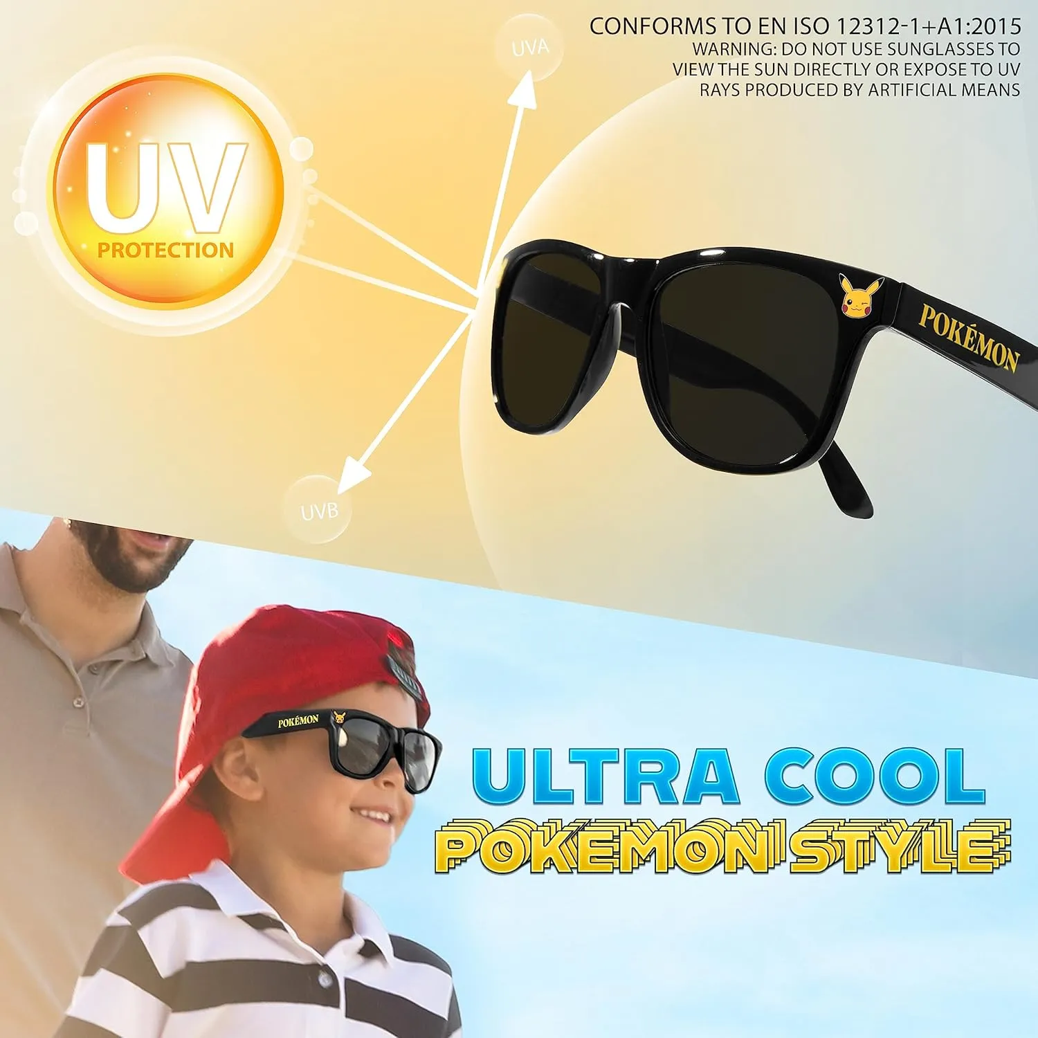 Pokemon Baseball Cap Sunglasses Boys Girls Bucket Hat for Kids Unisex Pikachu Adjustable Strap Summer Accessories