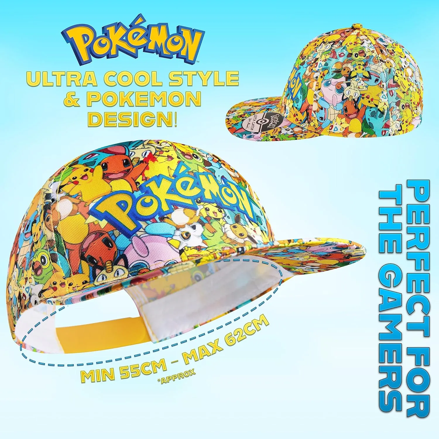 Pokemon Baseball Cap Sunglasses Boys Girls Bucket Hat for Kids Unisex Pikachu Adjustable Strap Summer Accessories