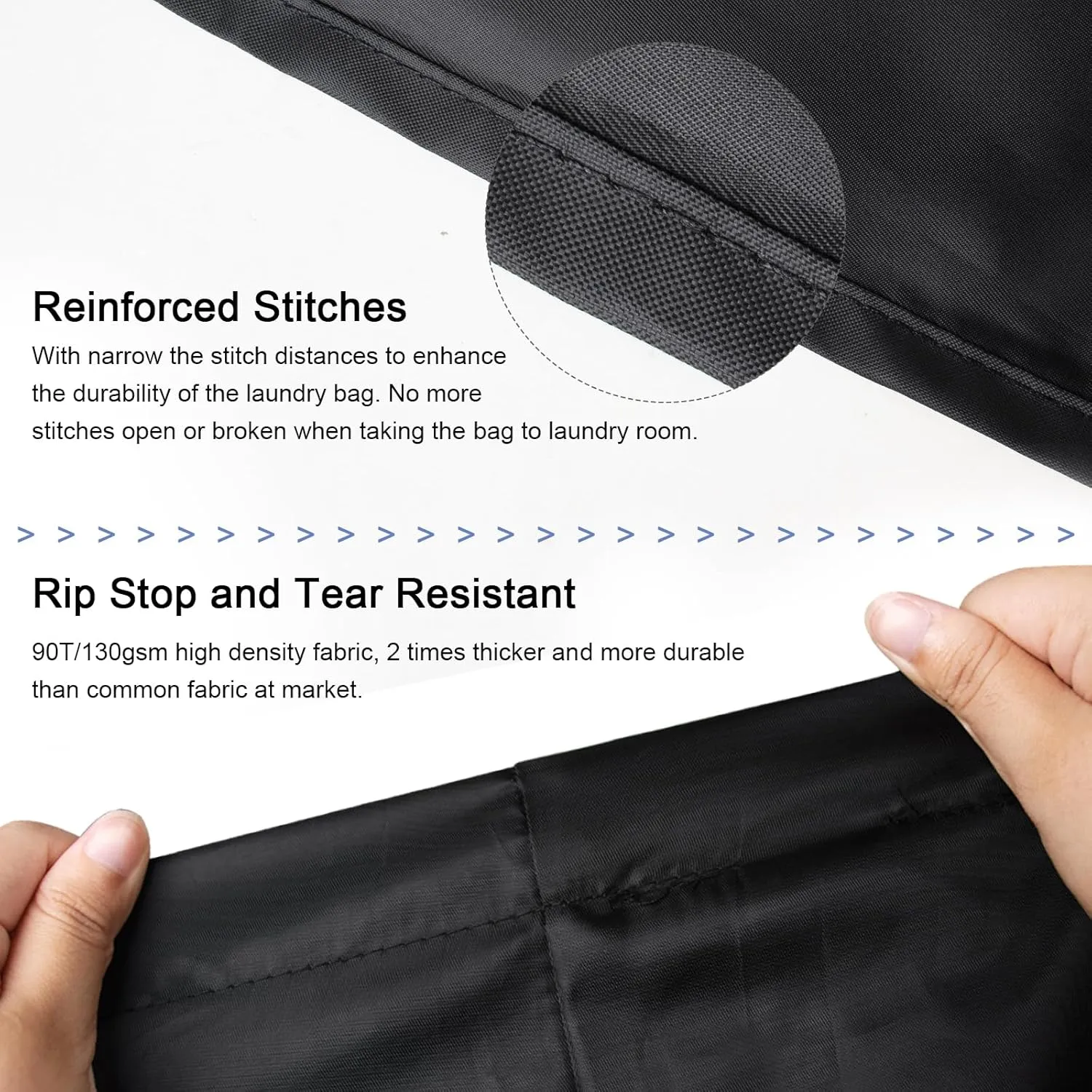 Polecasa Extra Large Heavy Duty Laundry Bag with 130gsm Tear Resistant Fabric and Handles, Easy to Carry Durable Dirty Clothes Drawstring Bag, Perfect for College Dorm, Travel, 2 Pack 28”x36”, Black