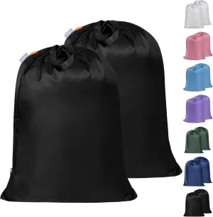 Polecasa Extra Large Heavy Duty Laundry Bag with 130gsm Tear Resistant Fabric and Handles, Easy to Carry Durable Dirty Clothes Drawstring Bag, Perfect for College Dorm, Travel, 2 Pack 28”x36”, Black