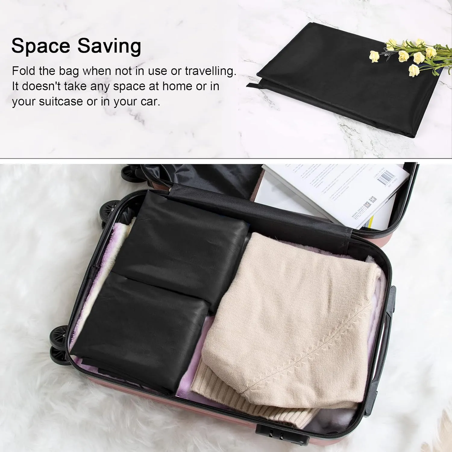 Polecasa Extra Large Heavy Duty Laundry Bag with 130gsm Tear Resistant Fabric and Handles, Easy to Carry Durable Dirty Clothes Drawstring Bag, Perfect for College Dorm, Travel, 2 Pack 28”x36”, Black