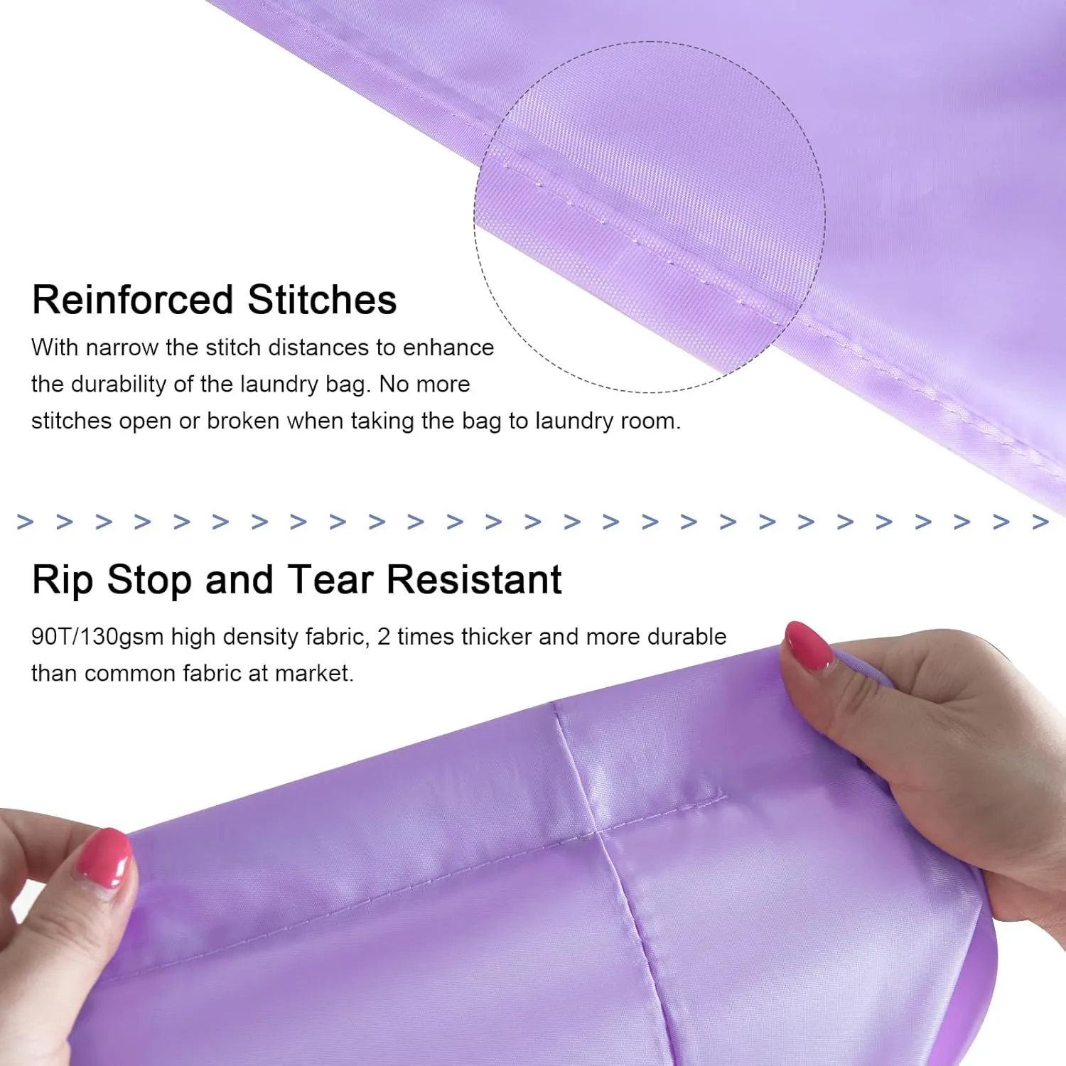 Polecasa Extra Large Heavy Duty Laundry Bag with 130gsm Tear Resistant Fabric and Handles, Easy to Carry Durable Dirty Clothes Drawstring Bag, Perfect for College Dorm, Travel, 2 Pack 28”x36”,Purple