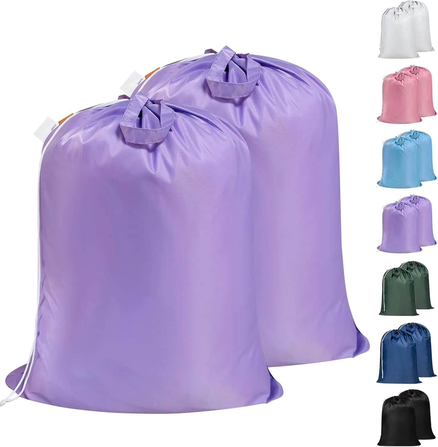 Polecasa Extra Large Heavy Duty Laundry Bag with 130gsm Tear Resistant Fabric and Handles, Easy to Carry Durable Dirty Clothes Drawstring Bag, Perfect for College Dorm, Travel, 2 Pack 28”x36”,Purple