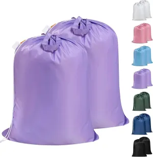 Polecasa Extra Large Heavy Duty Laundry Bag with 130gsm Tear Resistant Fabric and Handles, Easy to Carry Durable Dirty Clothes Drawstring Bag, Perfect for College Dorm, Travel, 2 Pack 28”x36”,Purple