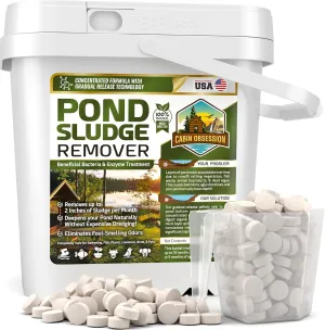 Pond Sludge Remover – 5 Pounds Beneficial Pond Bacteria & Enzyme Treatment - 100% Natural Muck Digester – Safe for All Aquatic Life and Recreation - Made in The USA