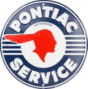 Pontiac Service 12 inch round aluminum sign