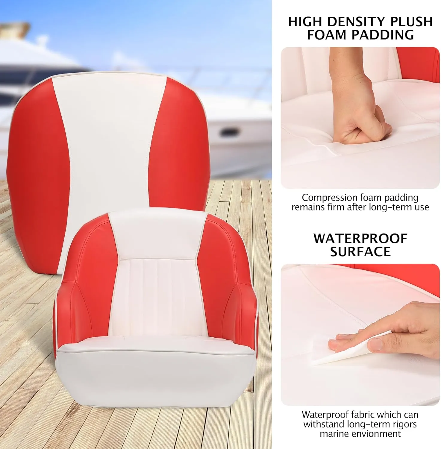 Pontoon Boat Seat - Captain's Bucket Seat with Thickened Sponge Padding for Fishing, Sightseeing, and Speedboats