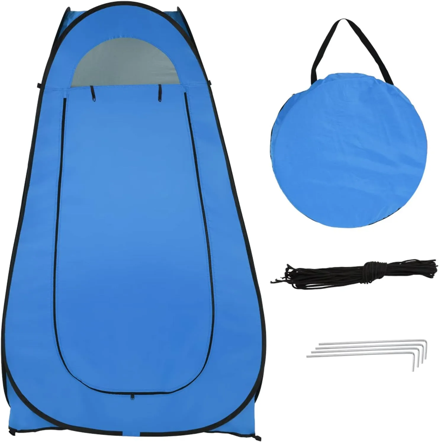 Portable Pop Up Shower Tent - Blue Camping Shower Tent with Privacy and Convenience