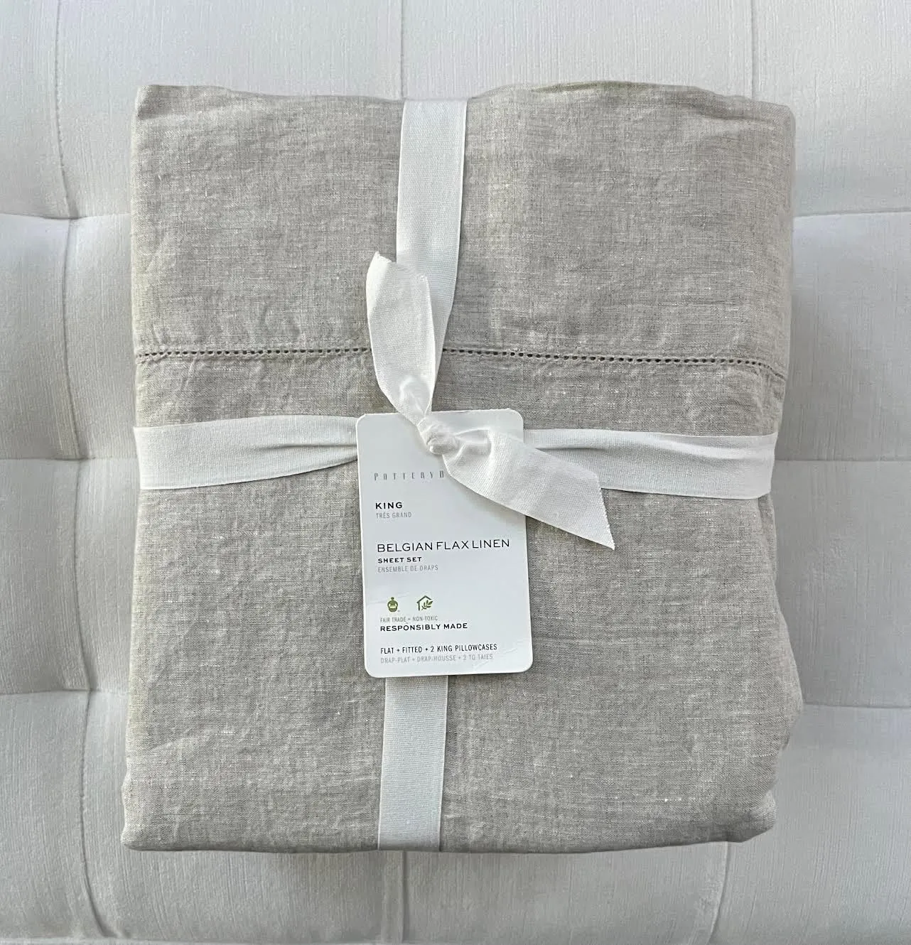 Pottery Barn Belgian Linen Flax Sheet Set ~King~*Flax/Natural*~